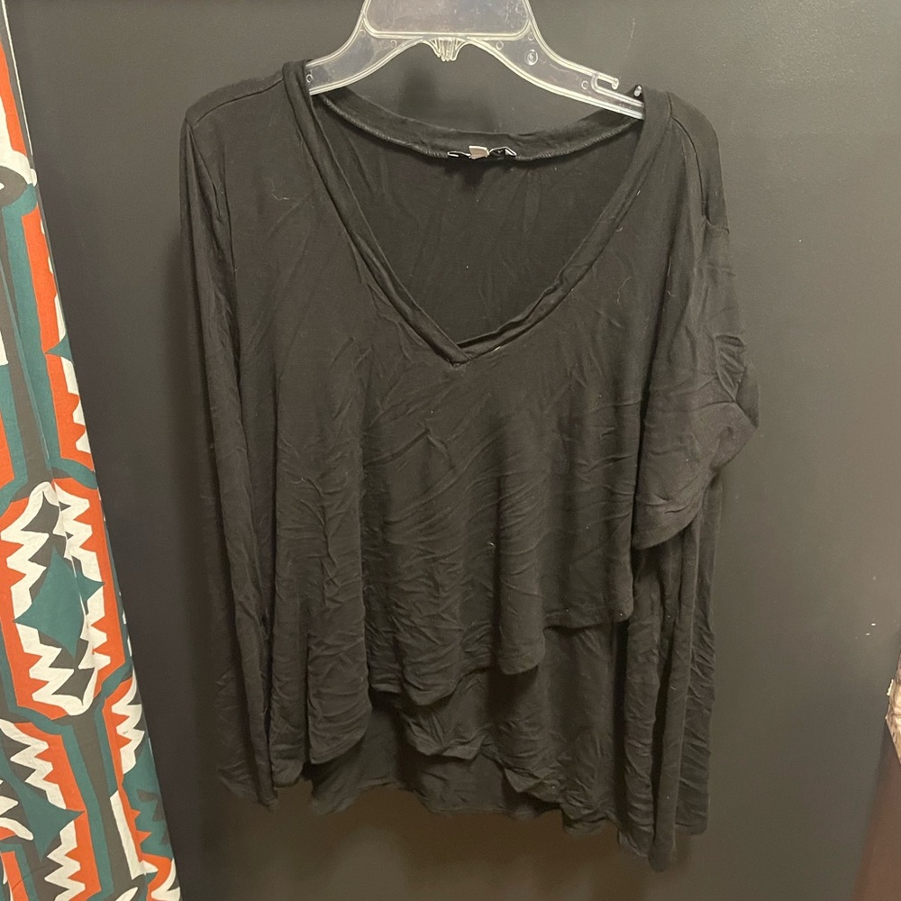 White Birch Ruffle-front long sleeve shirt